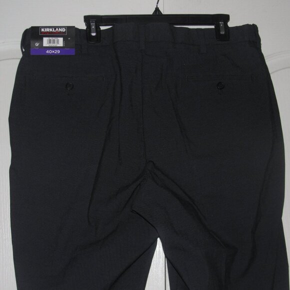 NWT KIRKLAND SIGNATURE Black Pin Dot Men’s Flat Front Pants Size 40 x 29 - Picture 3 of 6